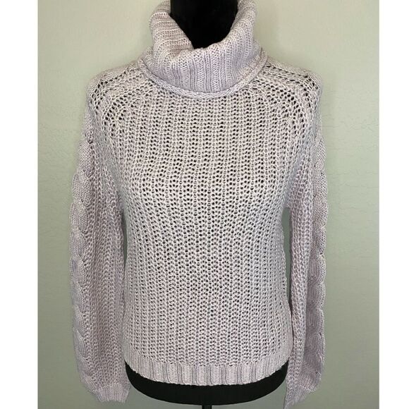 Planet Gold Women’s Misty Lilac Cable Knit Sweater Size XS - Picture 4 of 12